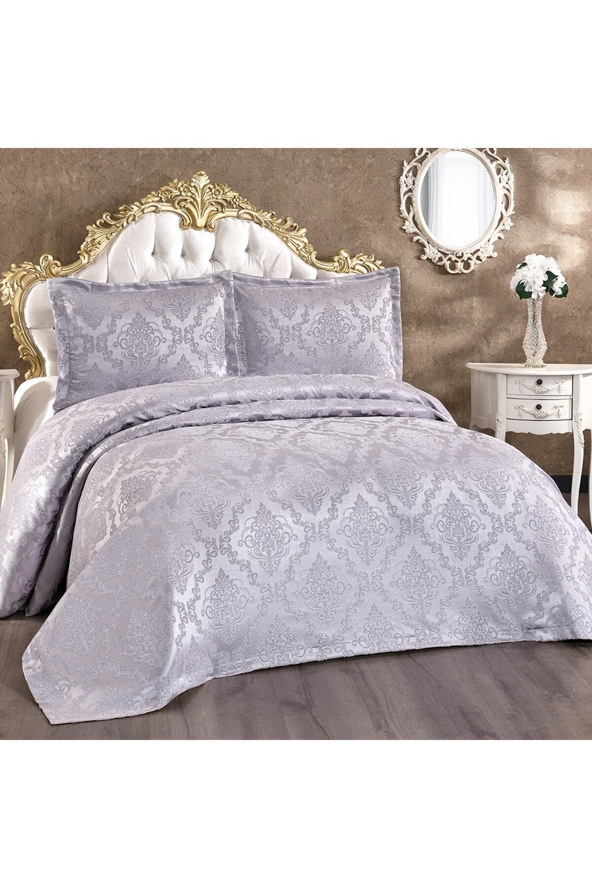 Helios Gray Double Chenille Pique Bedspread