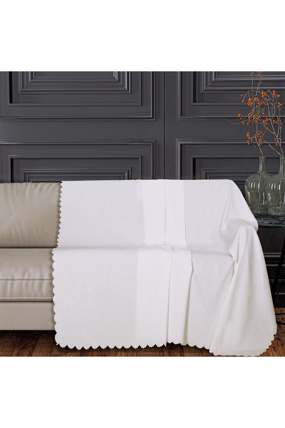 Chenille Sofa Cover - White