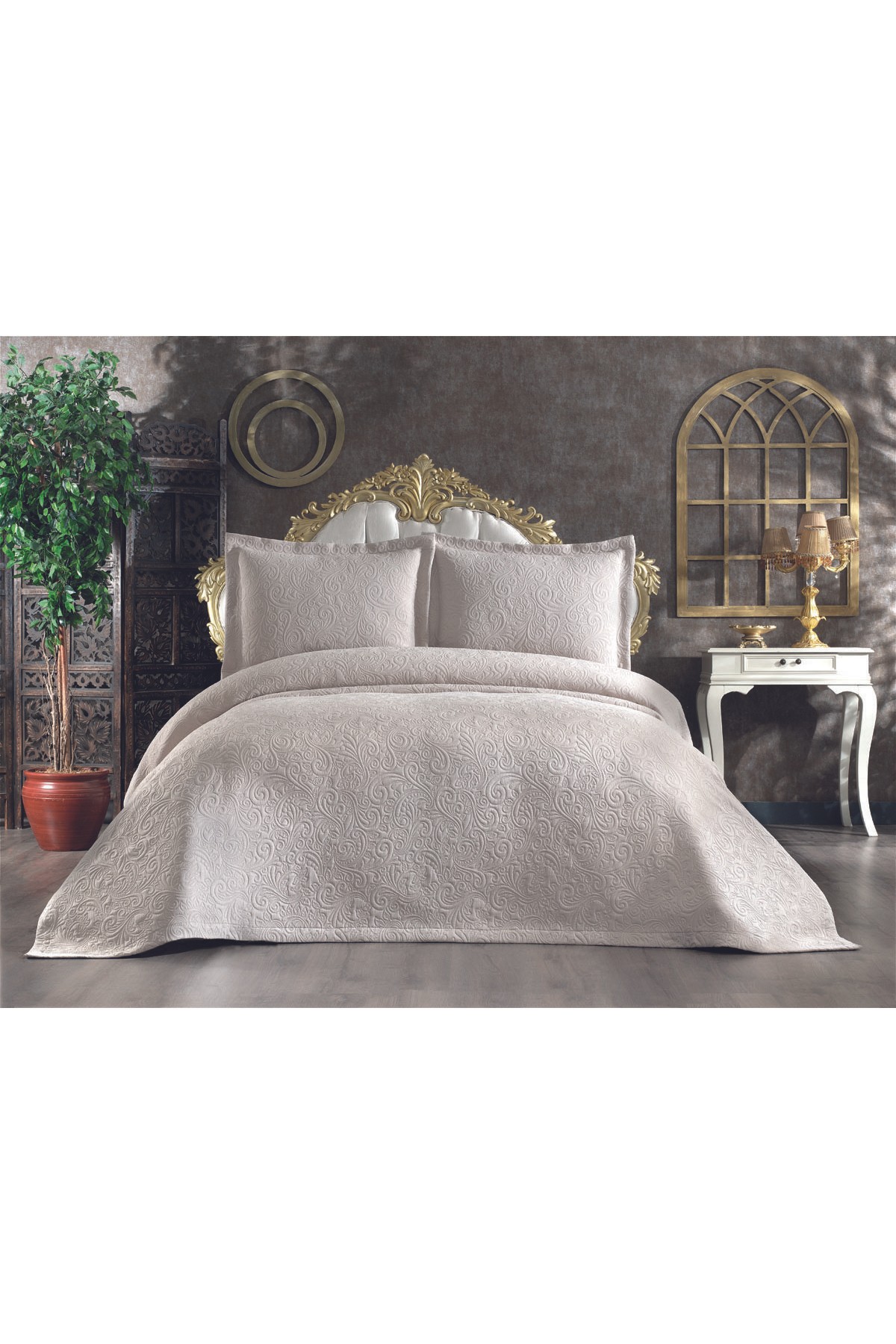 Soldi Fiori Cappuccino Double Bedspread