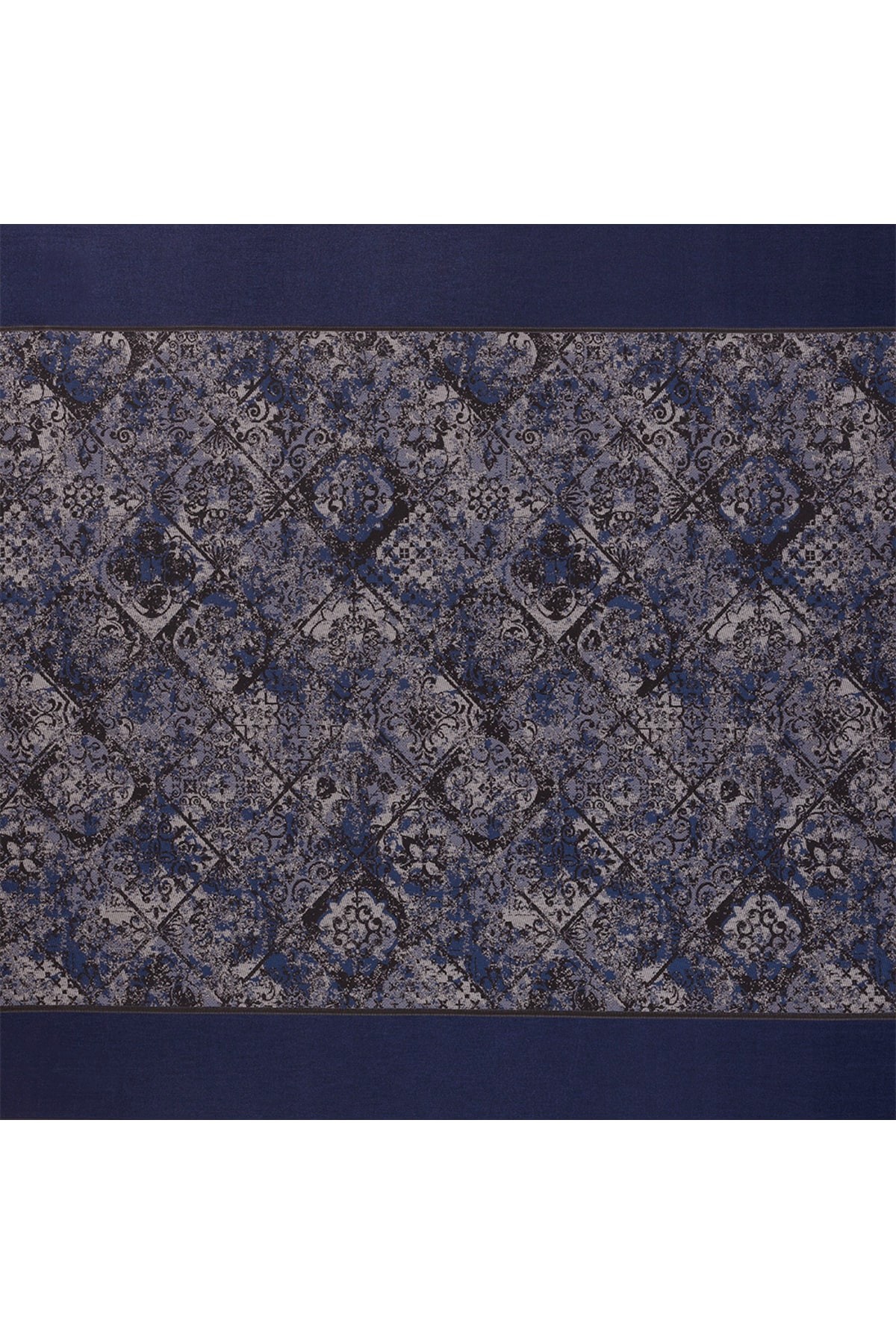 Gray - Navy Blue Panel 1x3 Closed Pleated Background Curtain