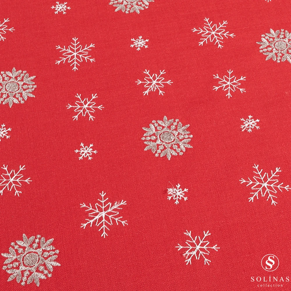 Solinas Collection Mila Gardenya Kumaş Kırmızı Nakışlı Runner