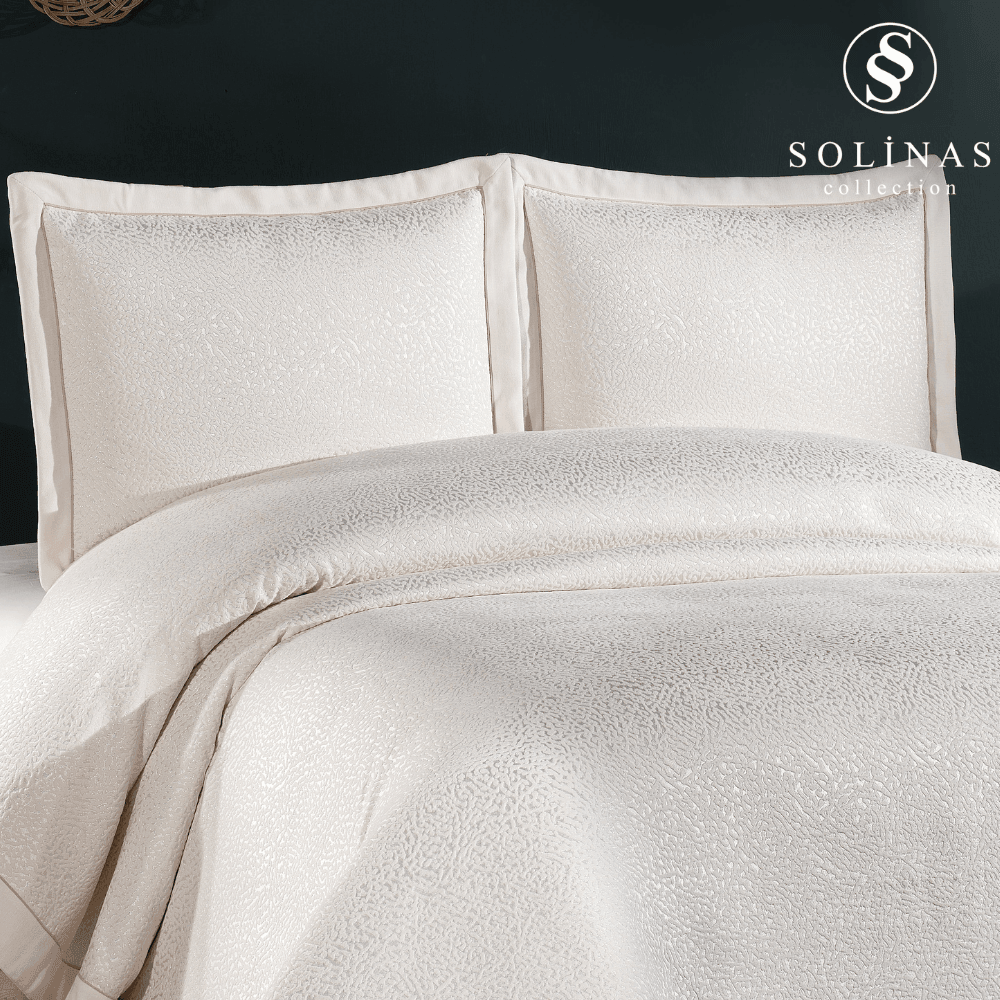 Solinas Collection Bellamira Krem Kenarı Biyeli Çift Kişilik Yatak Örtüsü