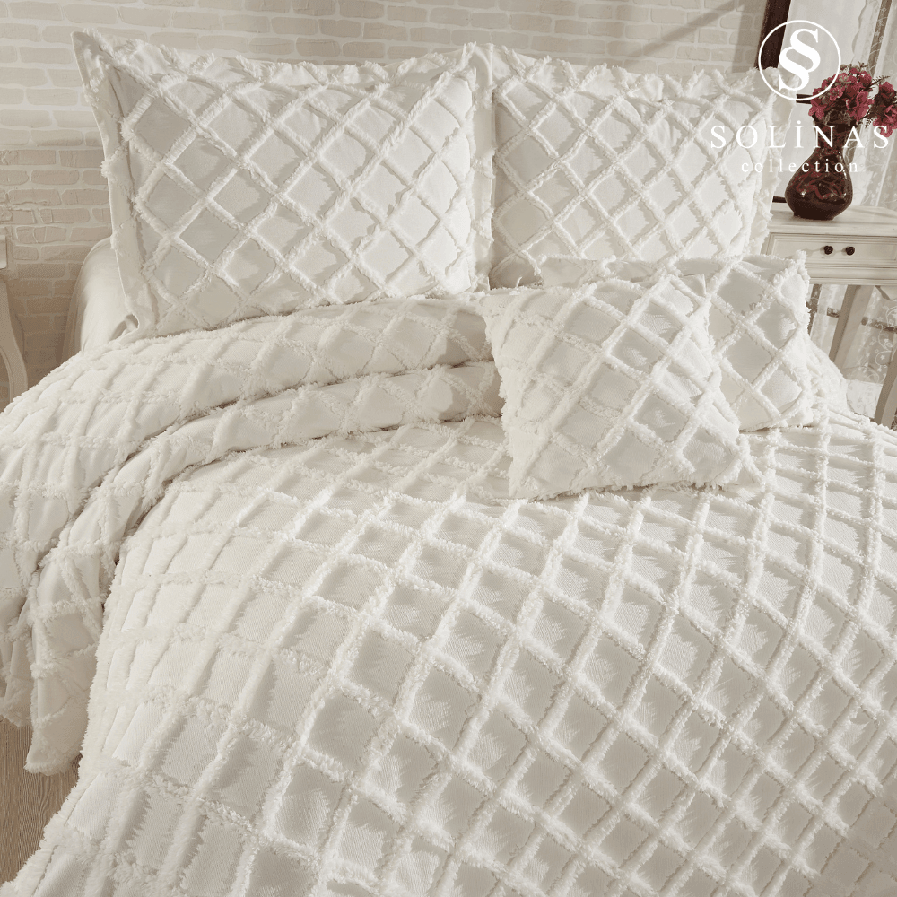 Solinas Collection Lora İnce Pike Krem King Size Yatak Örtüsü (270 cm x 260 cm)