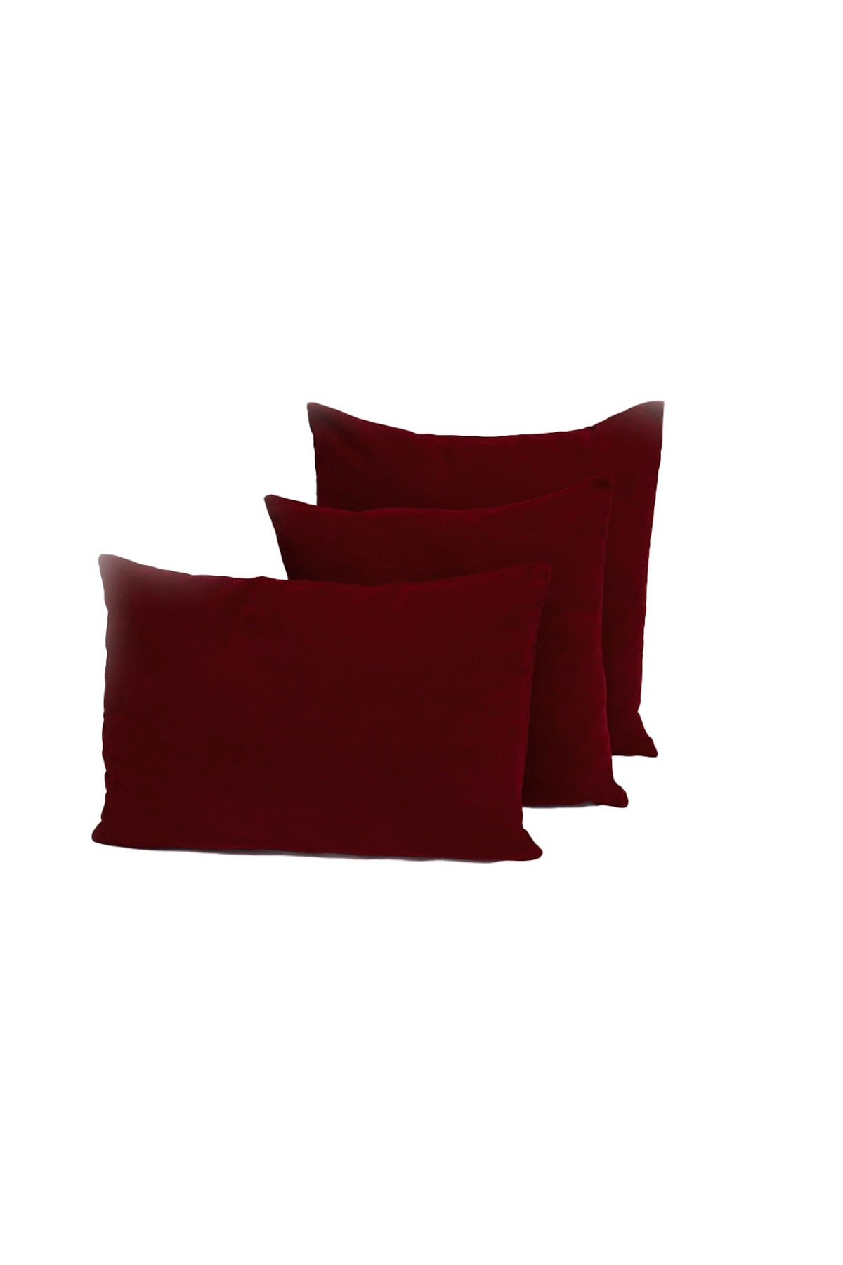 3-Piece Honeycomb Fabric Dahlia Throw Pillow Cover - Claret Red