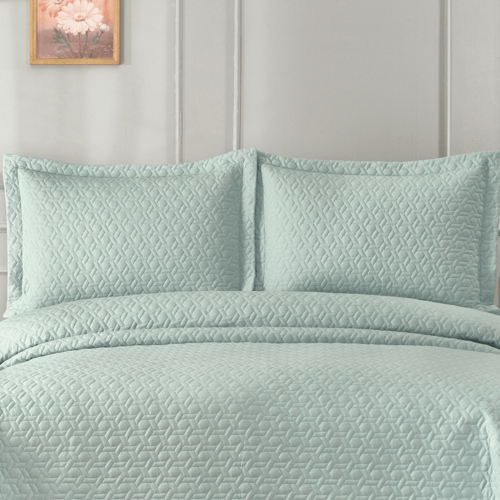 Solinas Collection Laura Mint Elyaf Dolgulu Çift Kişilik Yatak Örtüsü