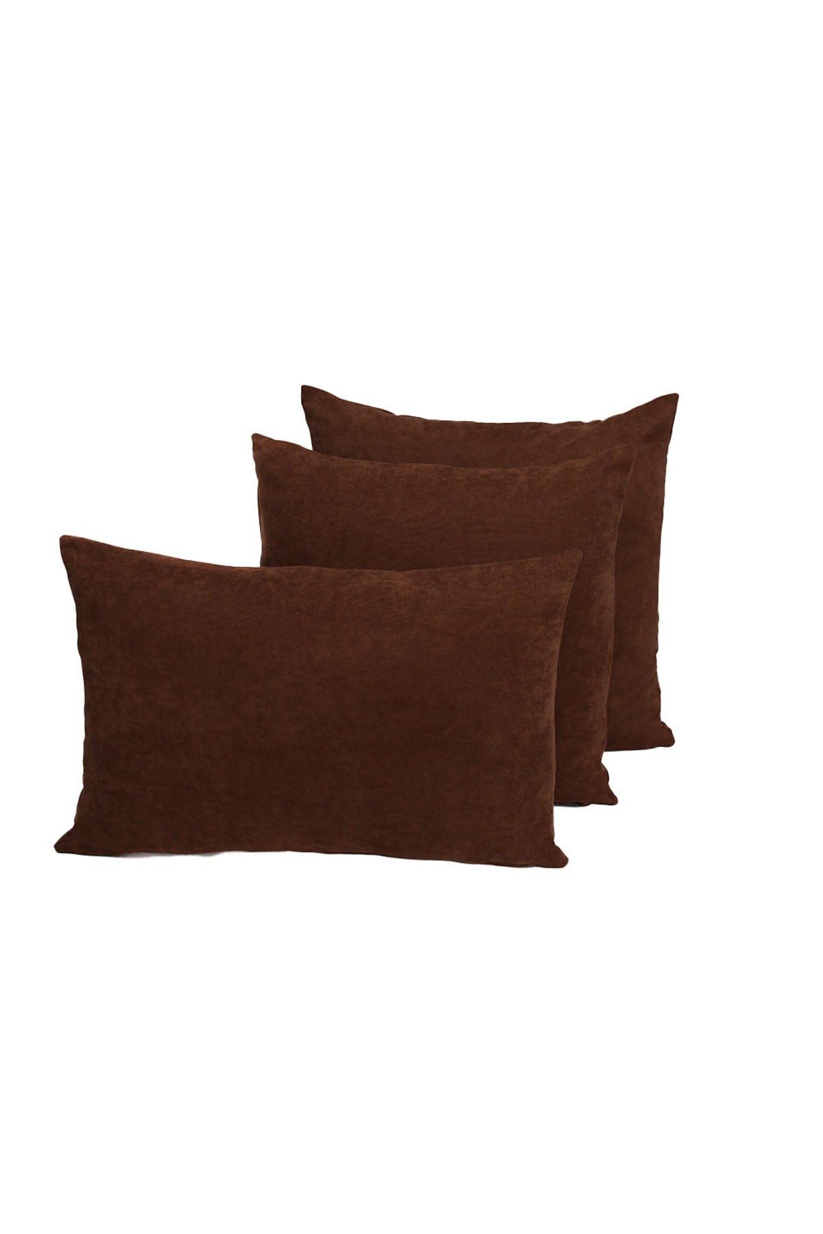 3-Piece Honeycomb Fabric Dahlia Throw Pillow Cover - Dark Brown