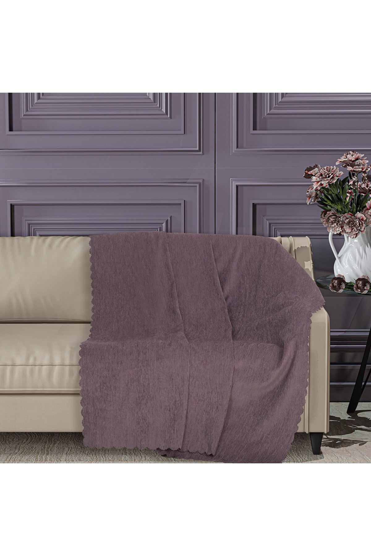 Chenille Sofa Cover - Lilac