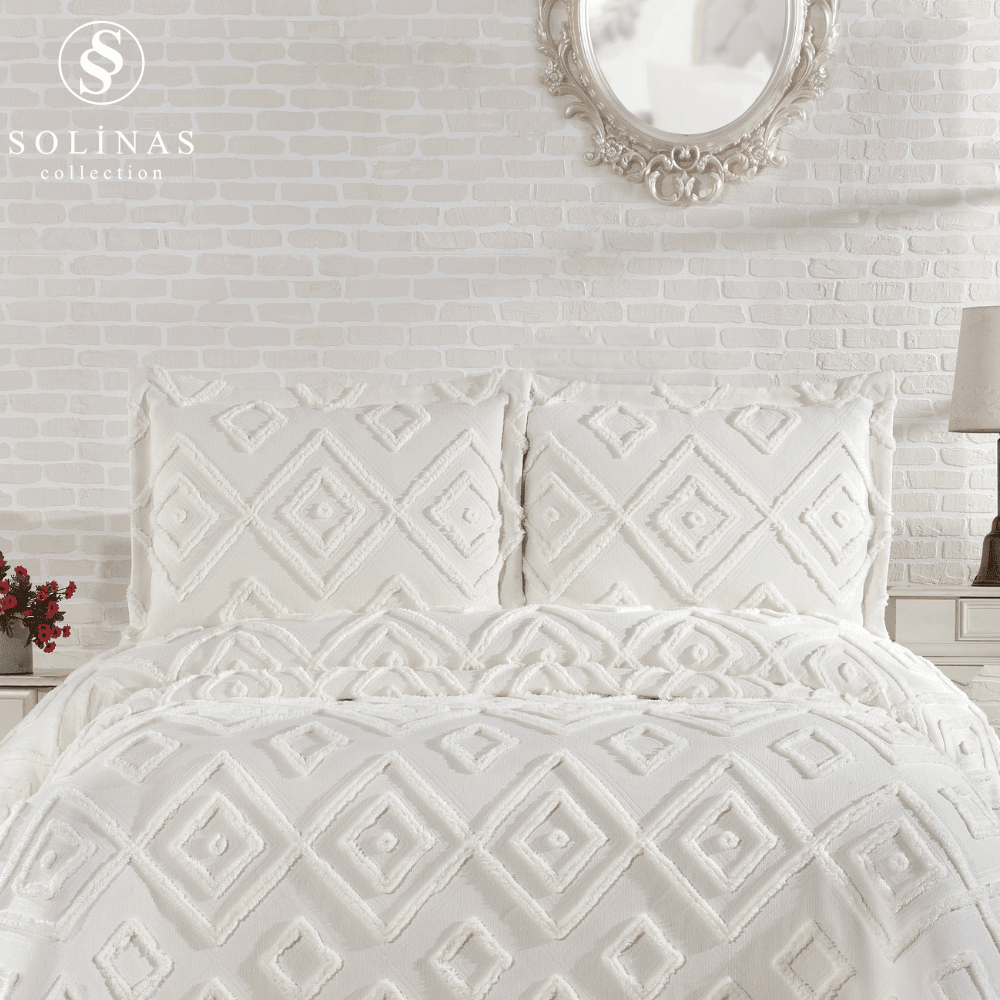 Solinas Collection Larin Krem Çift Kişilik İnce Pike Yatak Örtüsü (250 cm x 260 cm)