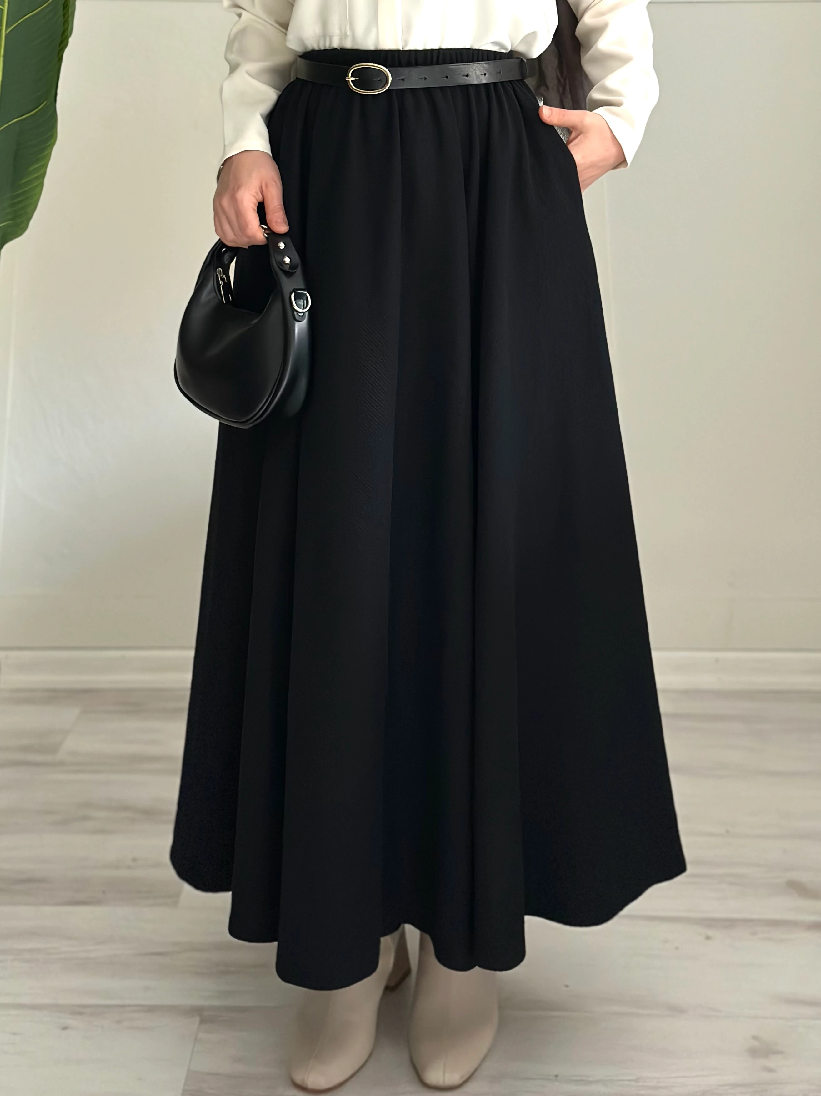 Kiloş triko etek (siyah)