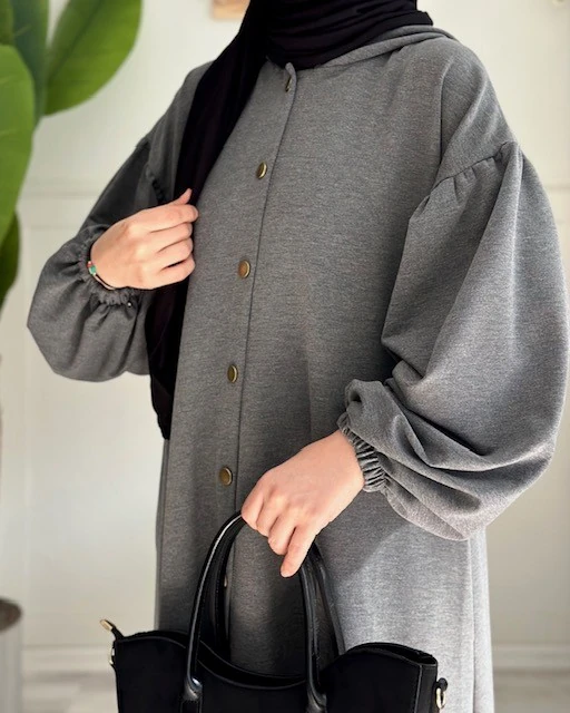 Sweat kapüşonlu ferace (füme)