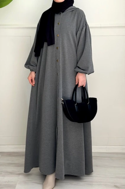 Sweat kapüşonlu ferace (füme)