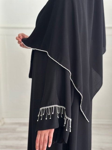 Farah abaya şal takım (siyah)