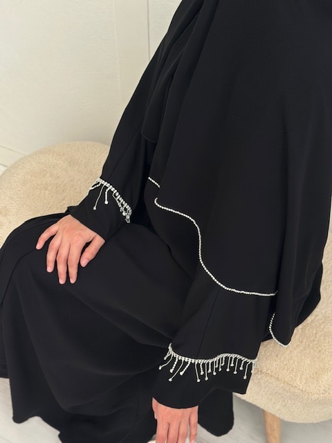 Farah abaya şal takım (siyah)