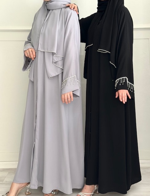 Farah abaya ve şal takım (buz gri)