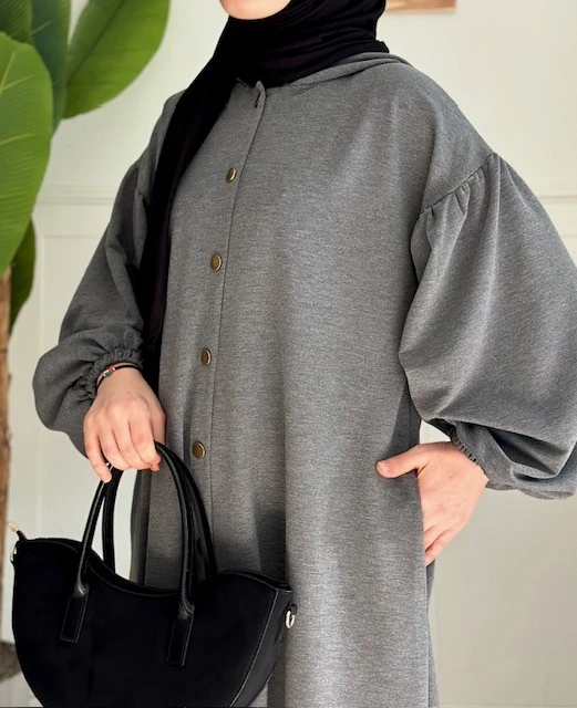 Sweat kapüşonlu ferace (füme)