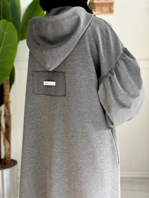 Sweat kapüşonlu ferace (füme)