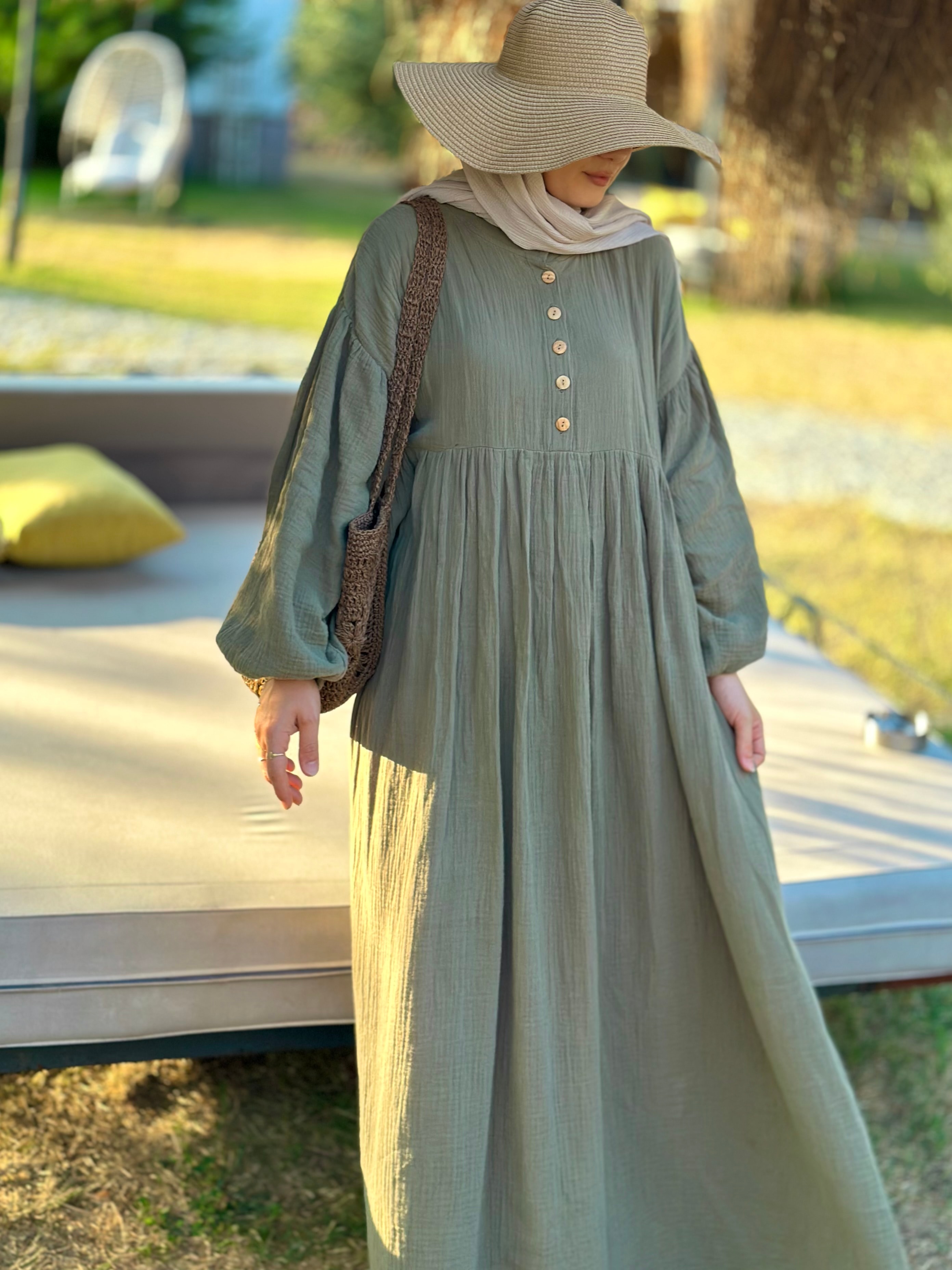 Rüya müslin elbise (haki)