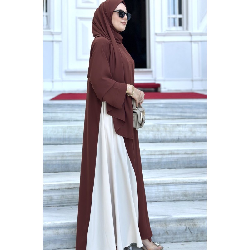 SARE ELBİSE ŞAL TAKIM (kahve )