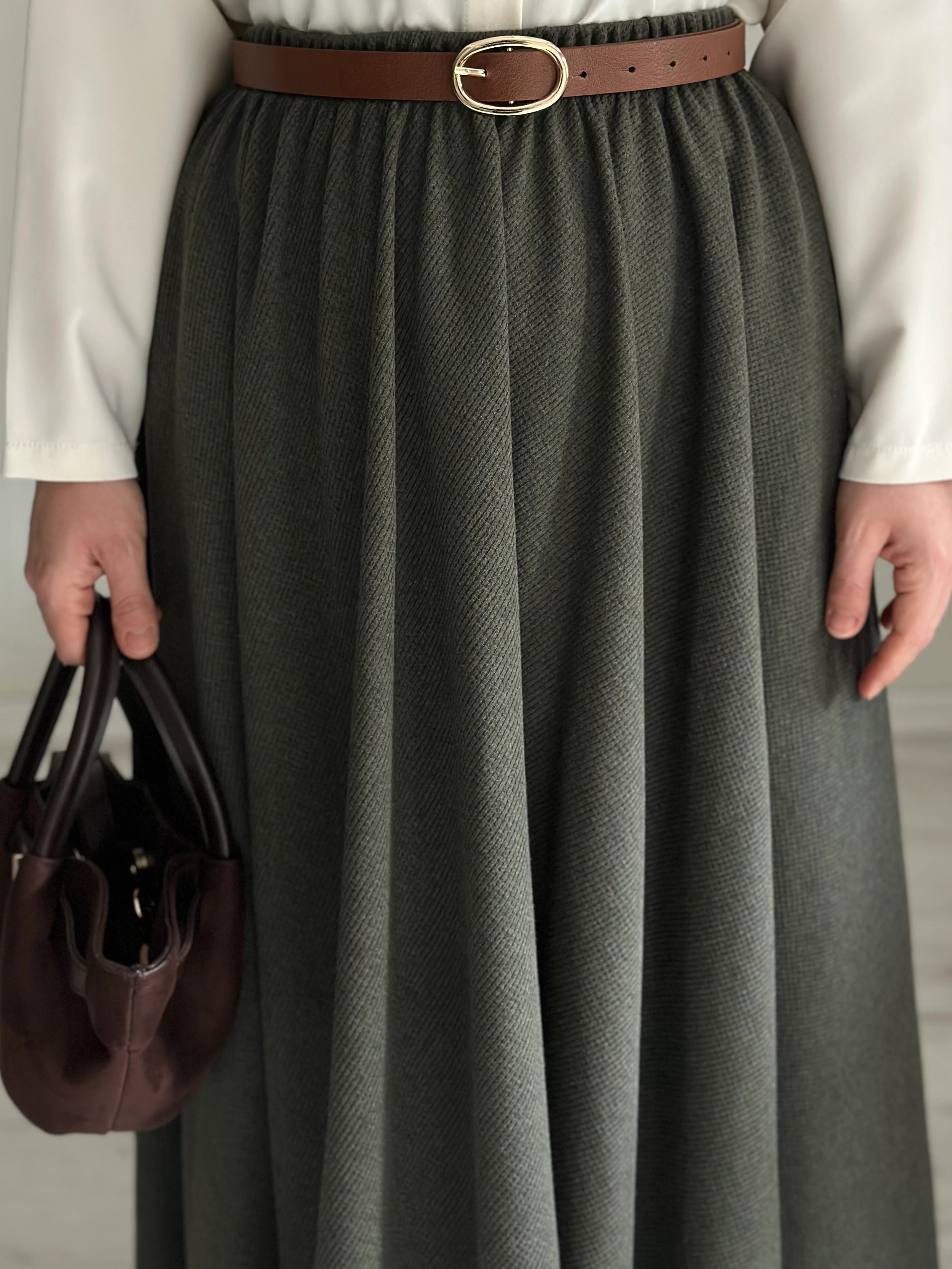 Kiloş triko etek (haki)