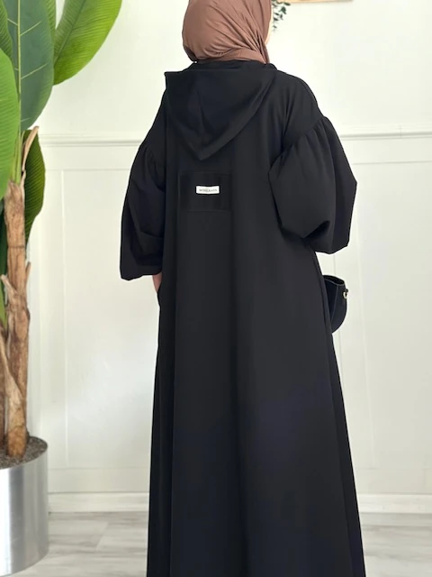 Sweat kapüşonlu ferace (siyah)