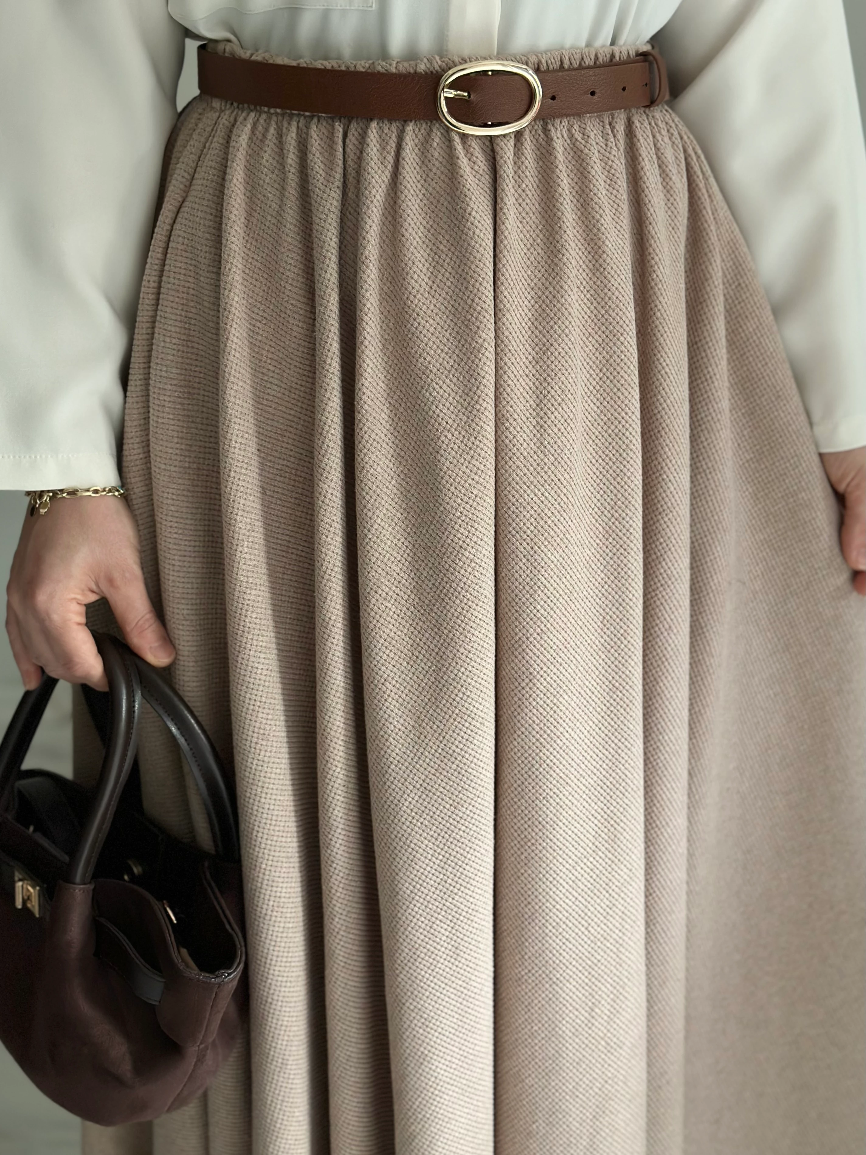 Kiloş triko etek (bej)