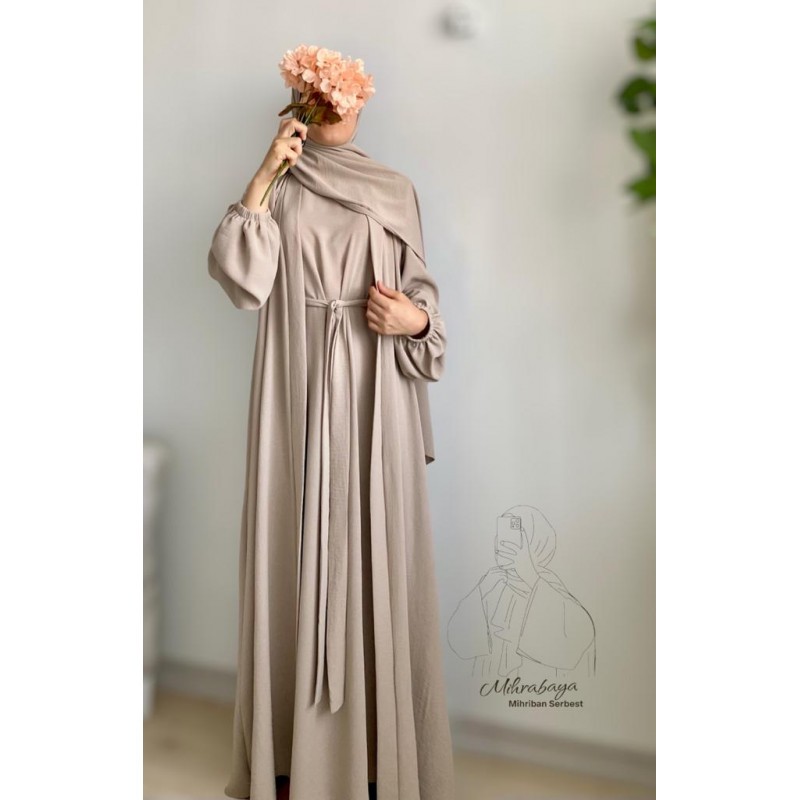 Aksa Abaya Takım (bej)