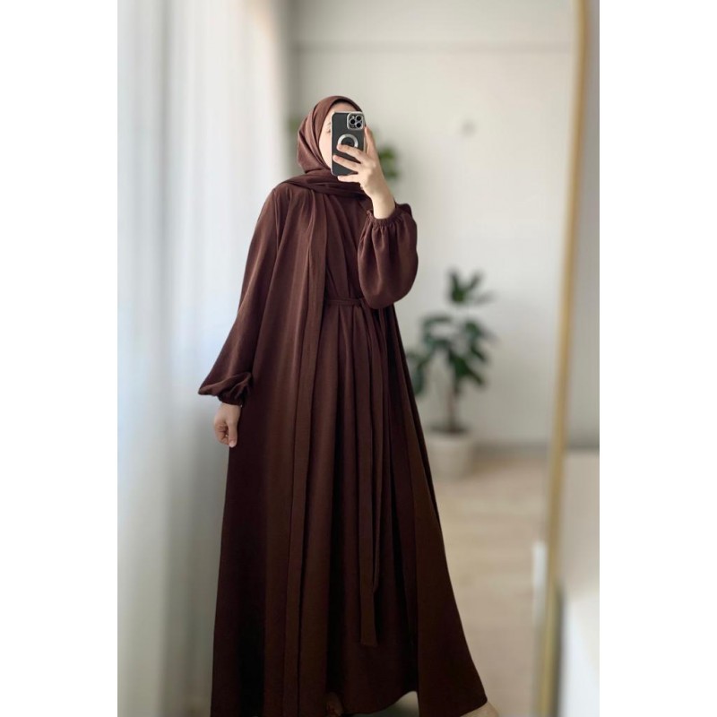 Aksa abaya takım (kahve)