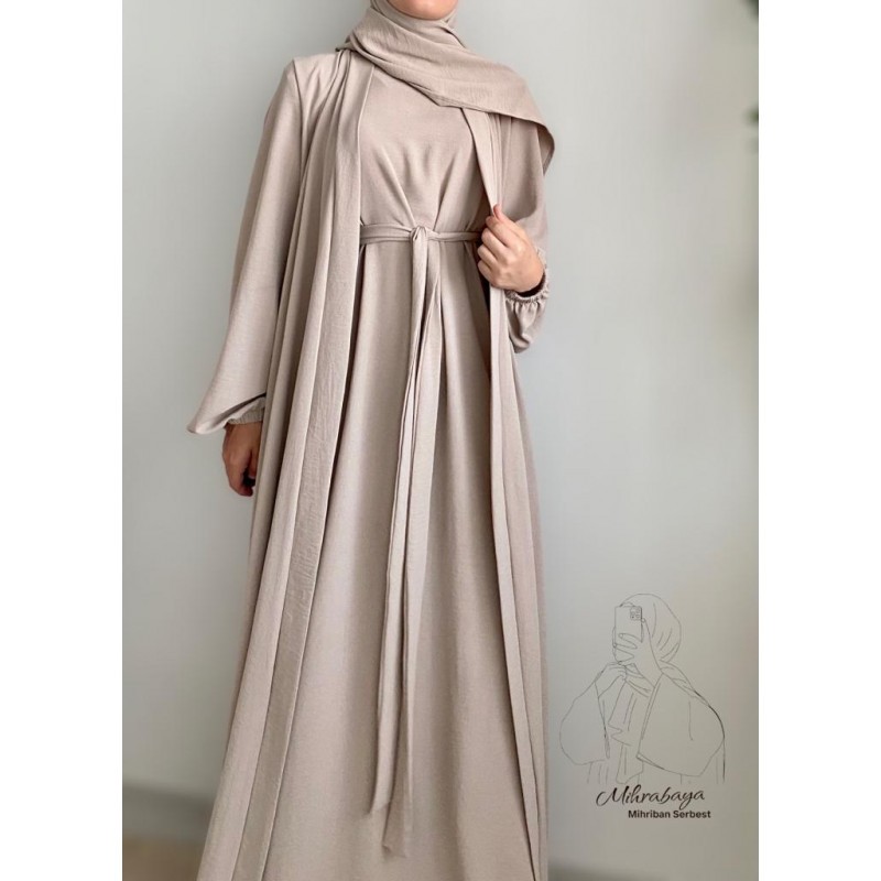 Aksa Abaya Takım (bej)