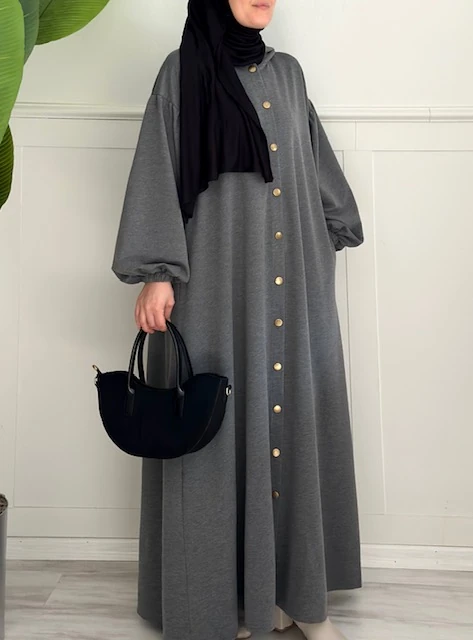 Sweat kapüşonlu ferace (füme)