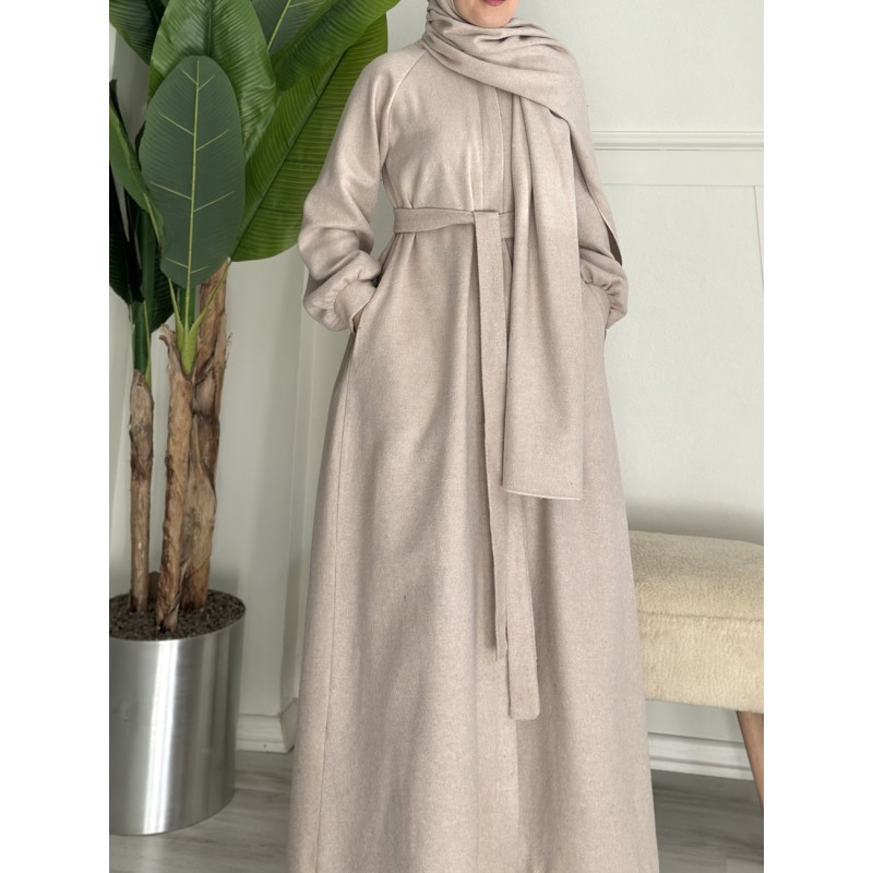 Atkı takım kaşe kaban (bej)