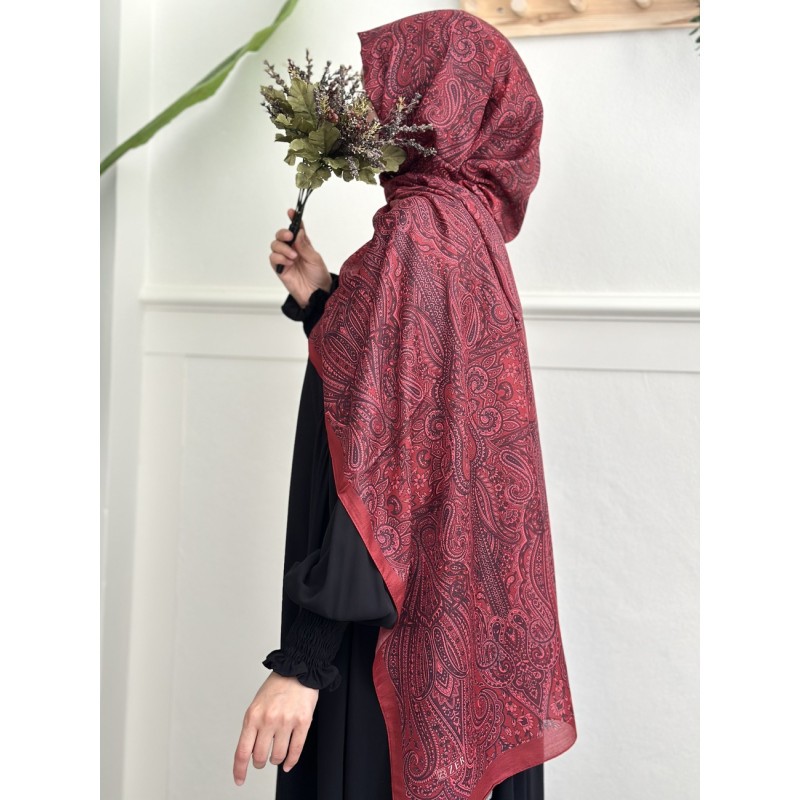 Etnik desen şal (bordo)