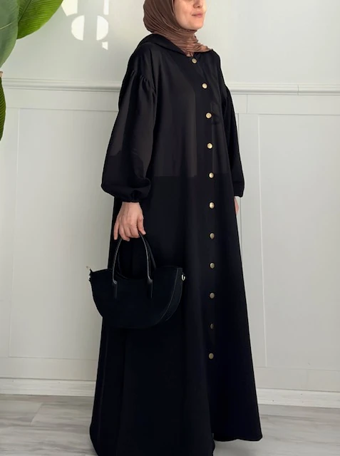 Sweat kapüşonlu ferace (siyah)