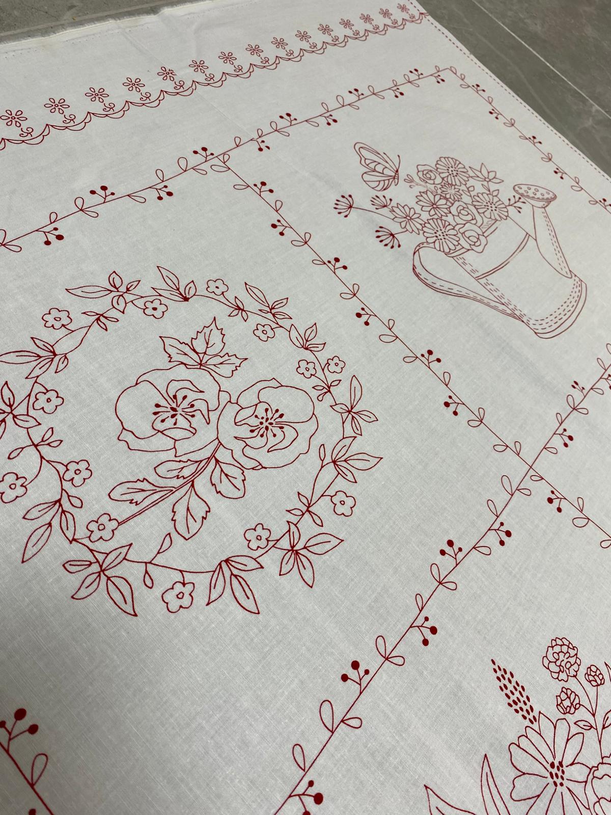 TT| REDWORK-CD3100 FLORAL PANEL 36"