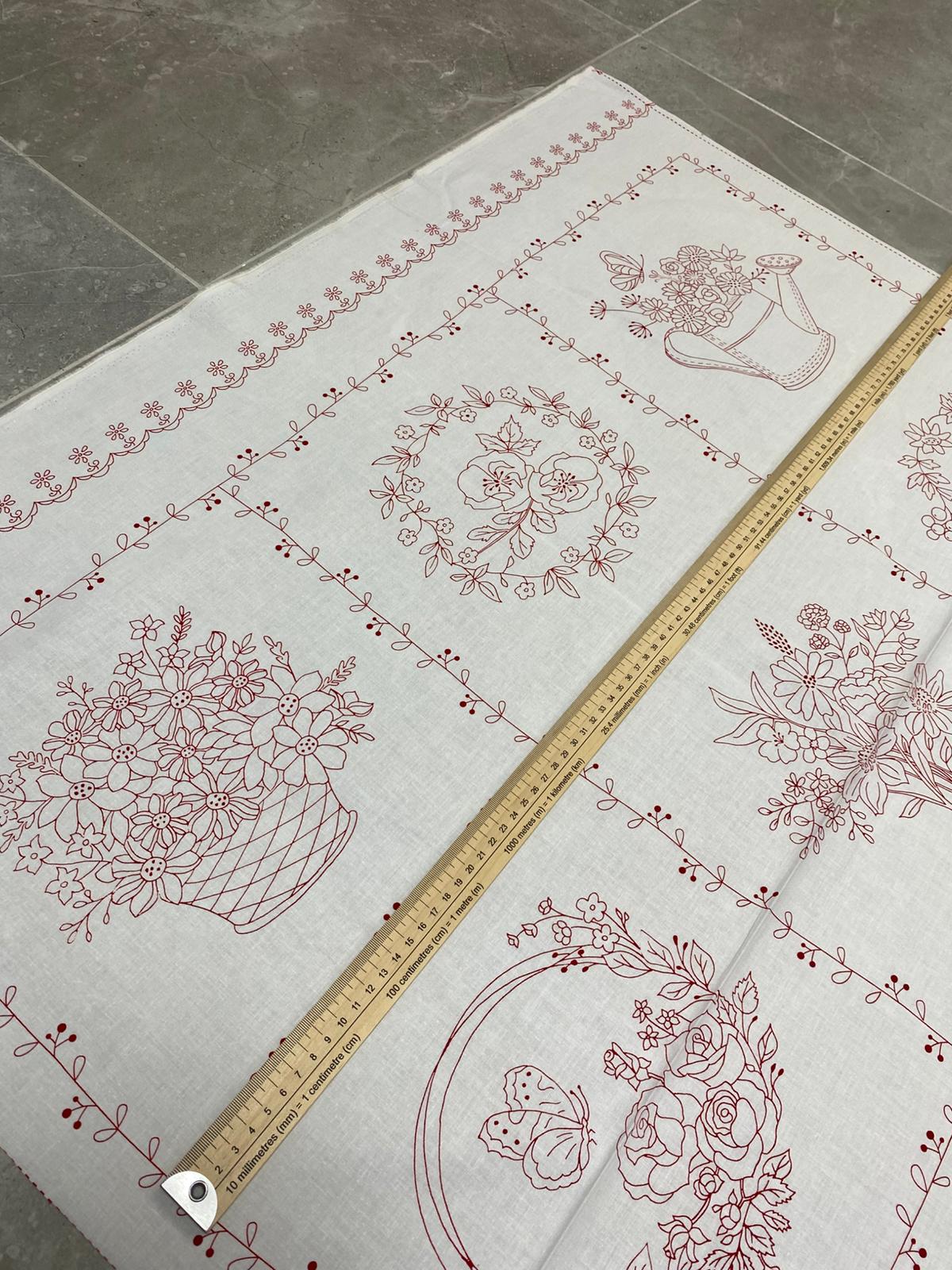 TT| REDWORK-CD3100 FLORAL PANEL 36"