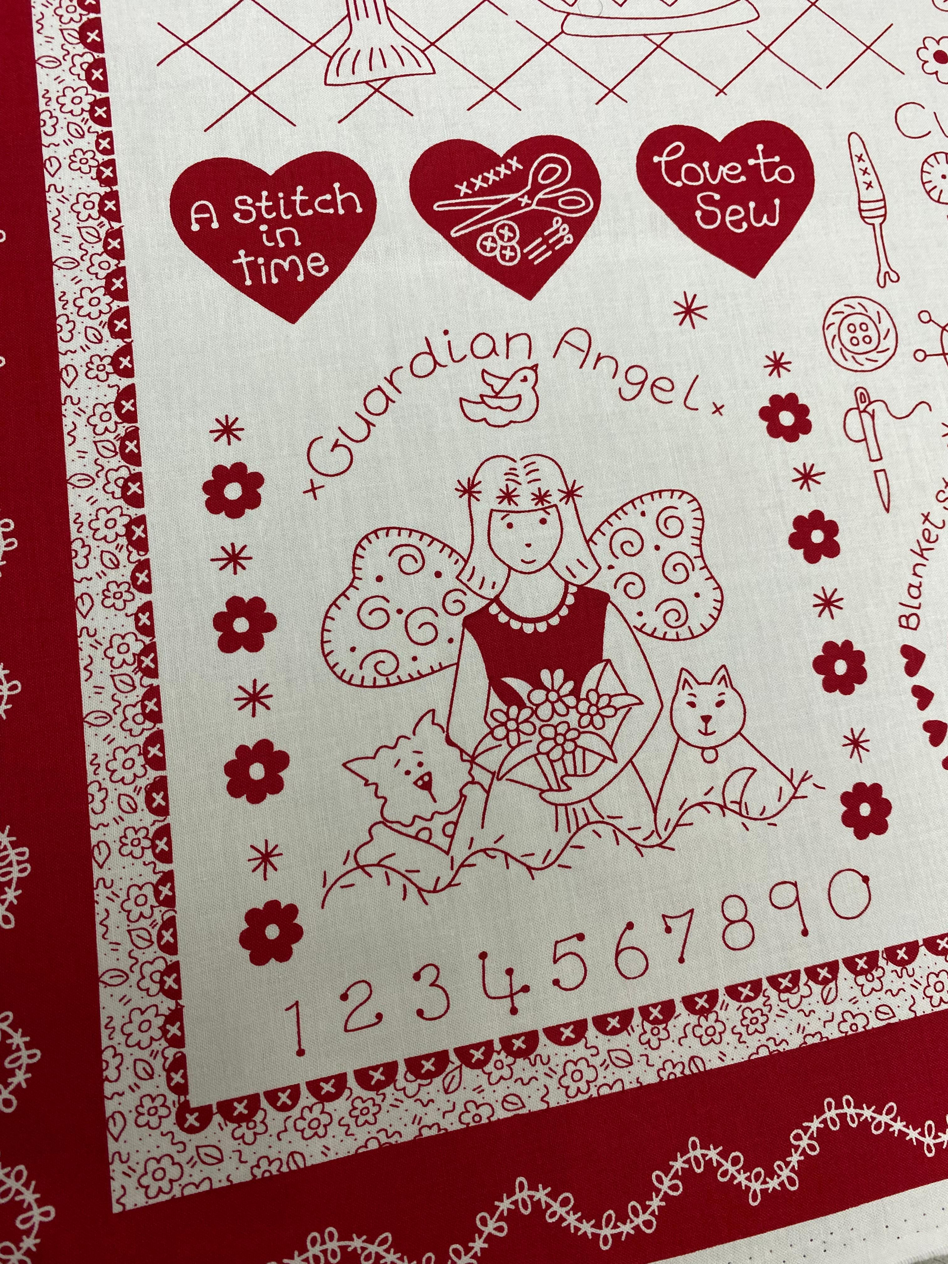 PANEL- Redwork panel-Say it With a Stich