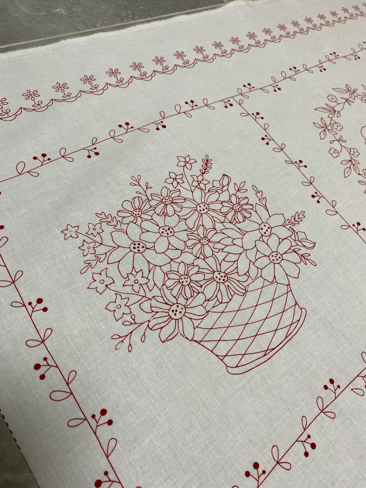 TT| REDWORK-CD3100 FLORAL PANEL 36"