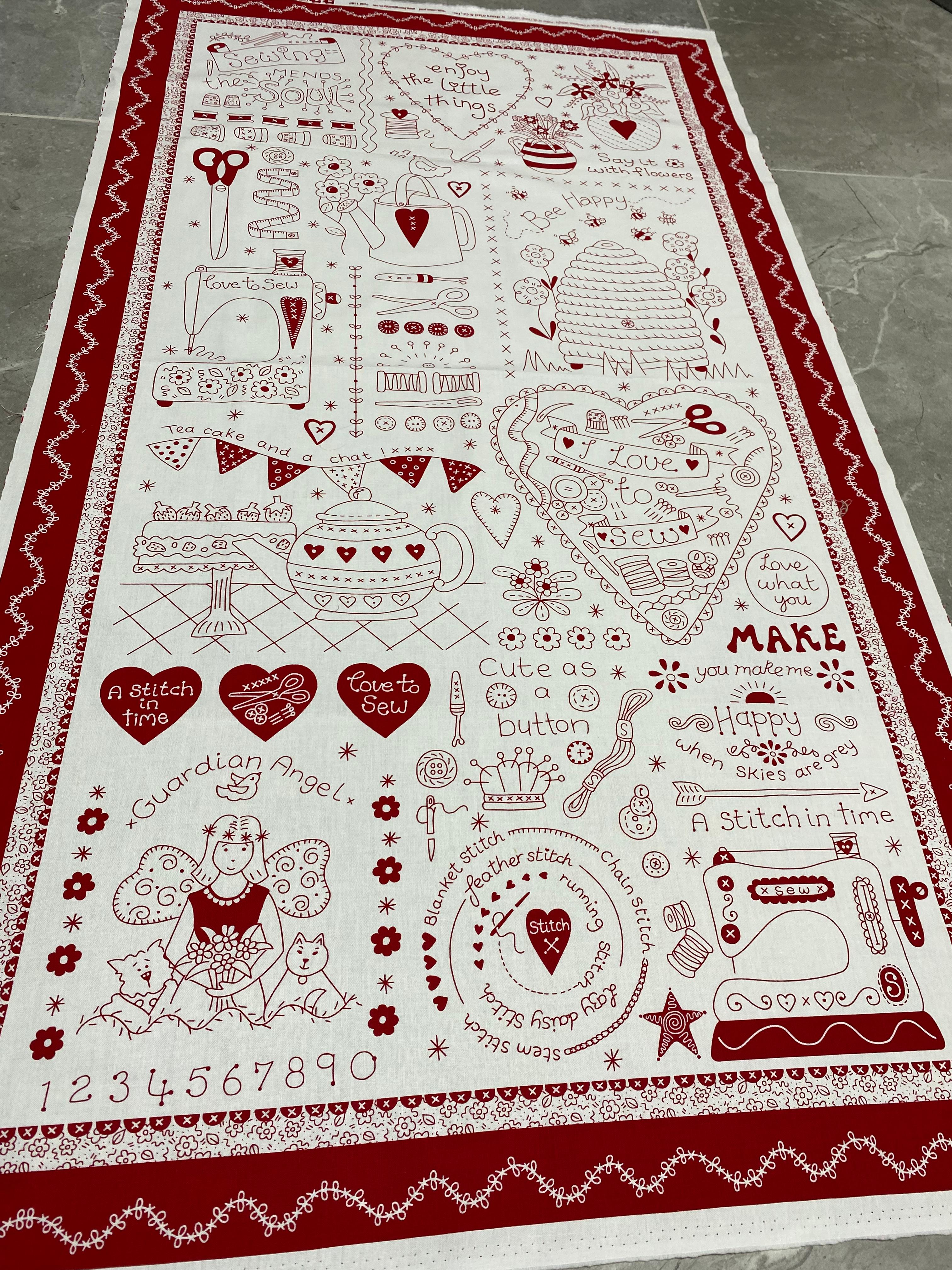 PANEL- Redwork panel-Say it With a Stich