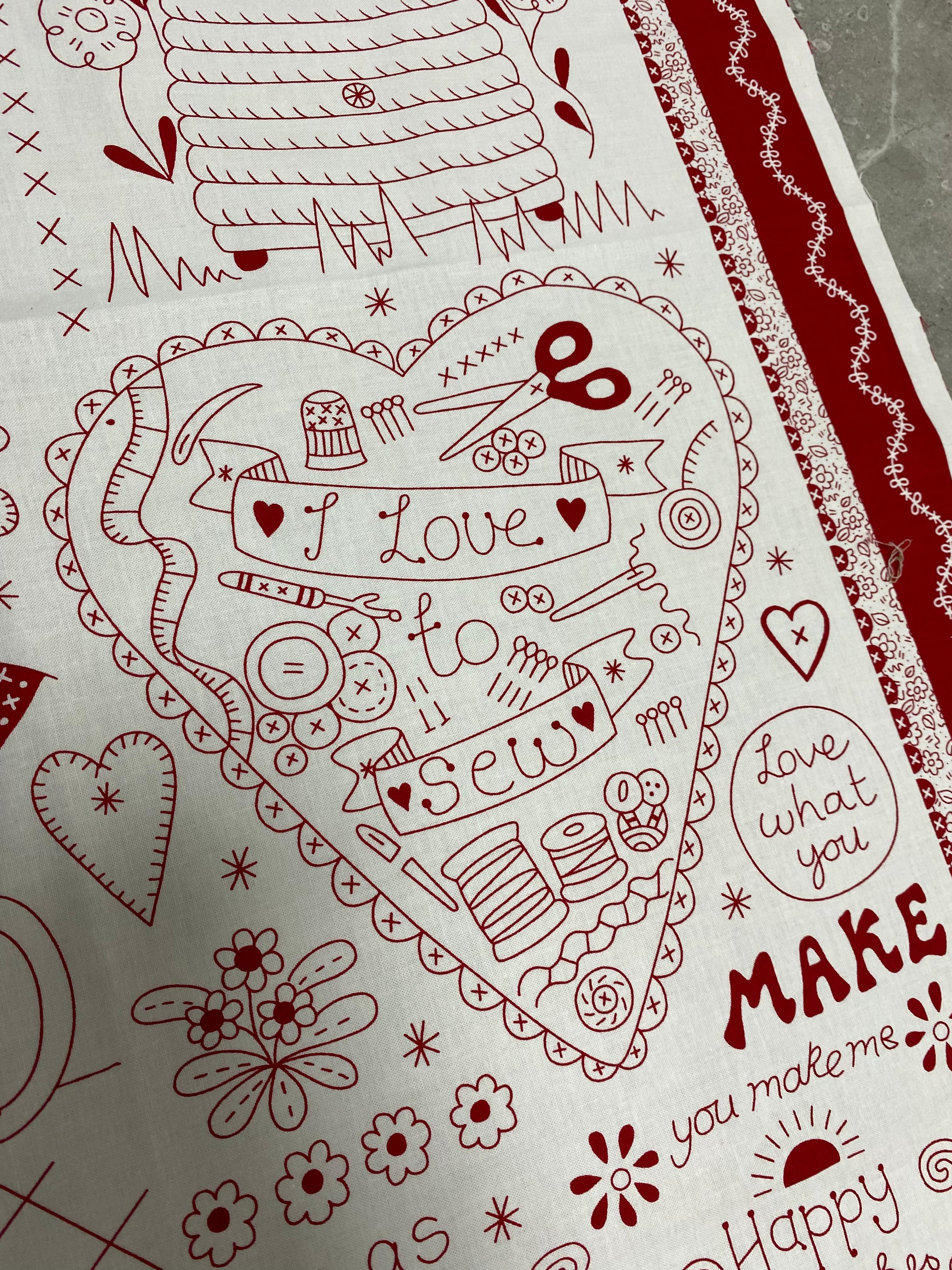 PANEL- Redwork panel-Say it With a Stich