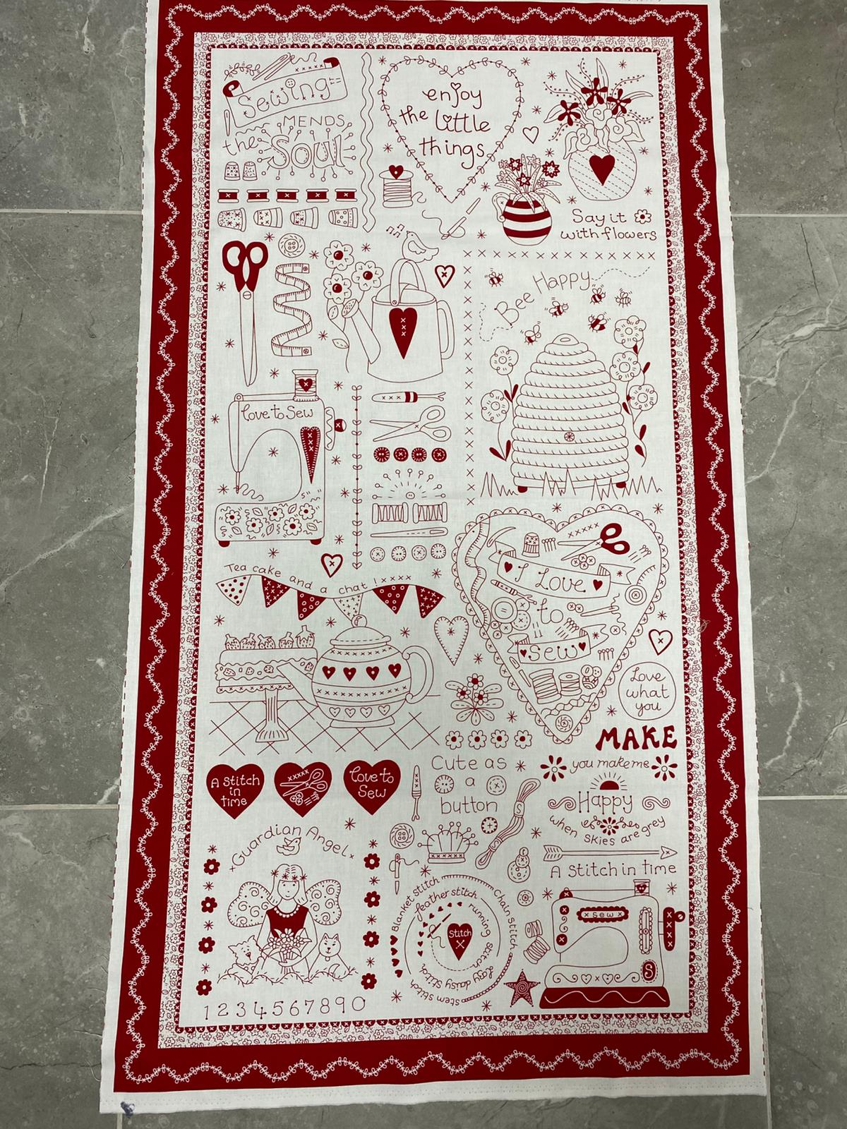 PANEL- Redwork panel-Say it With a Stich