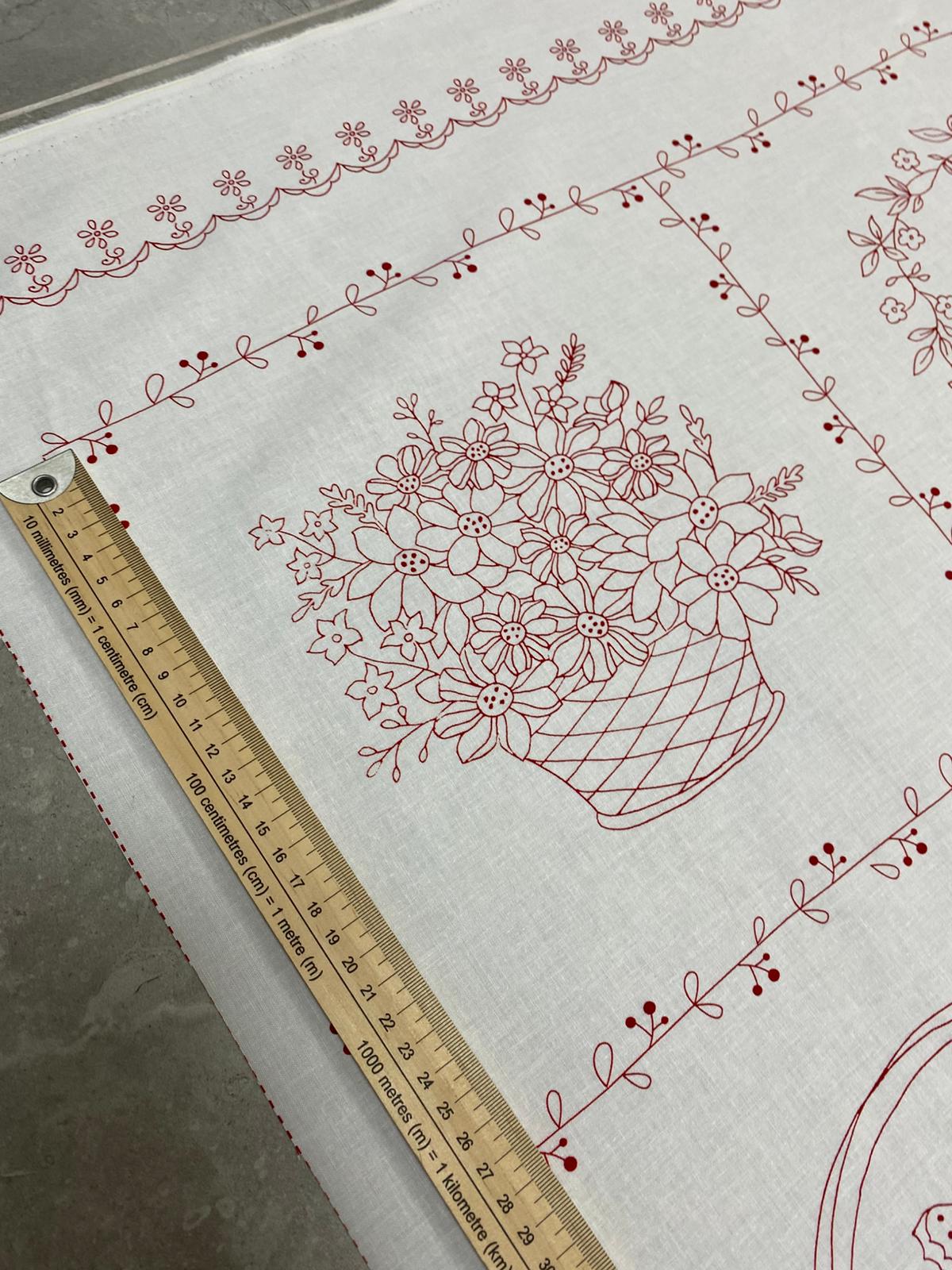 TT| REDWORK-CD3100 FLORAL PANEL 36"