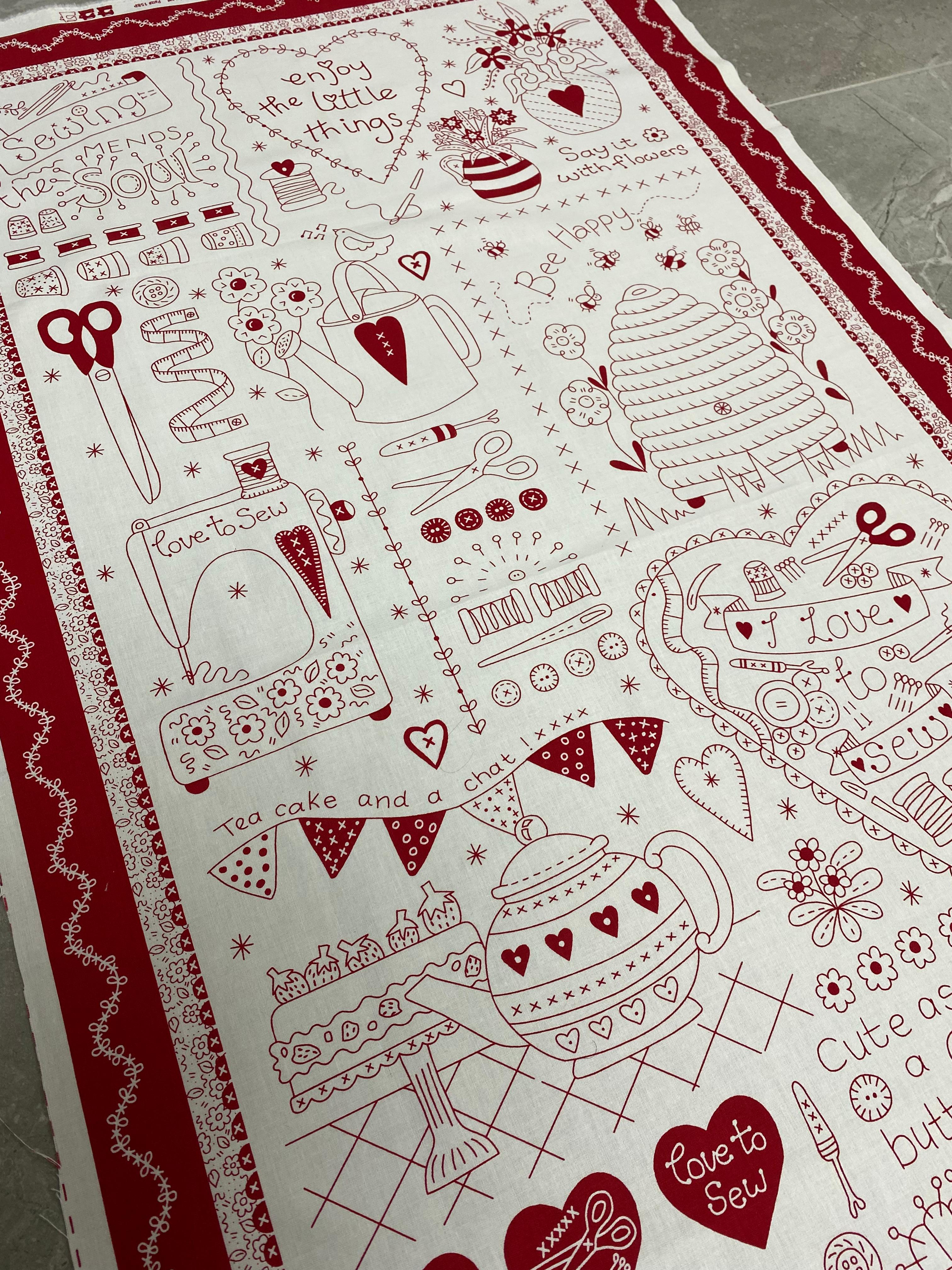 PANEL- Redwork panel-Say it With a Stich