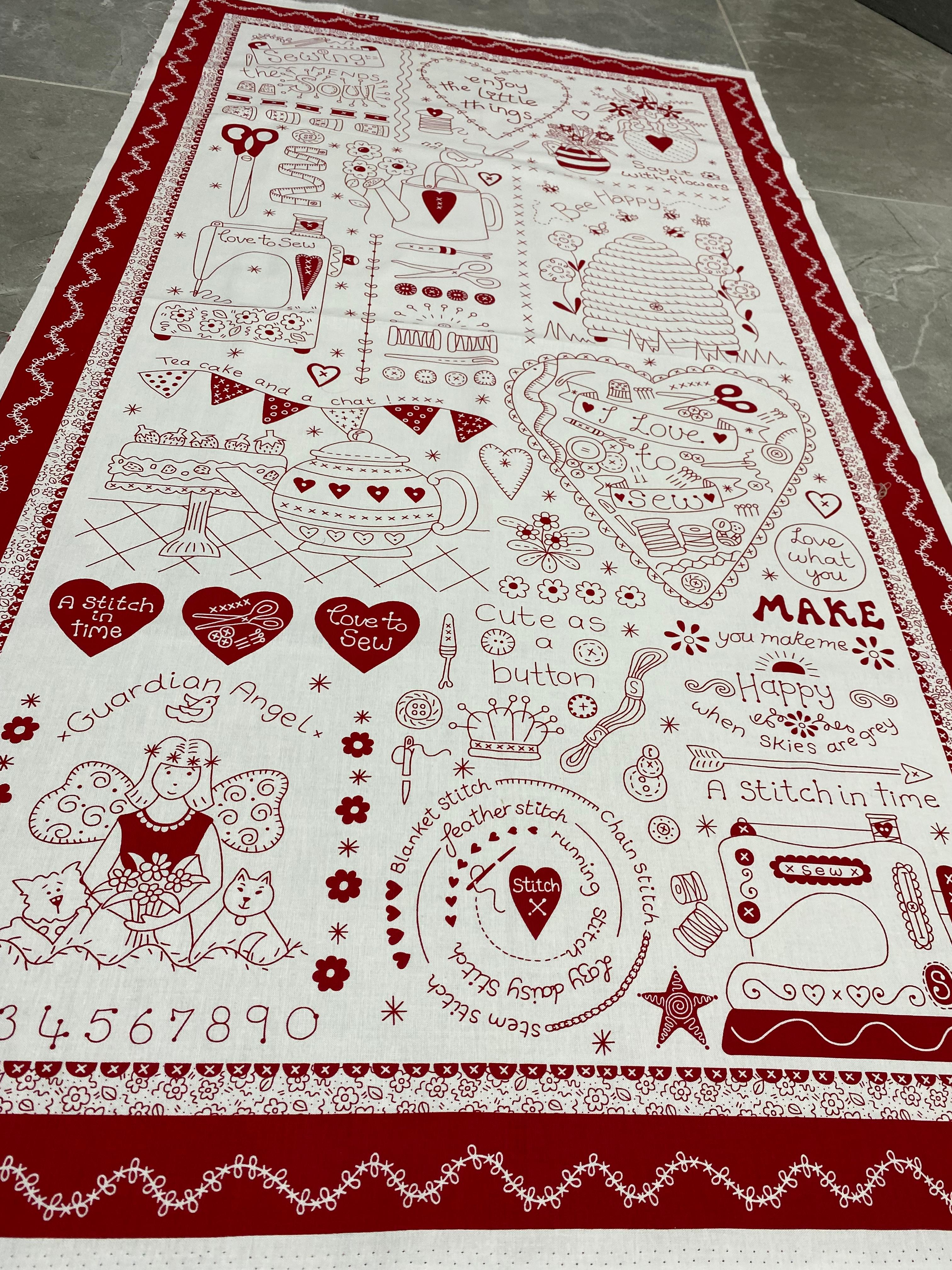 PANEL- Redwork panel-Say it With a Stich