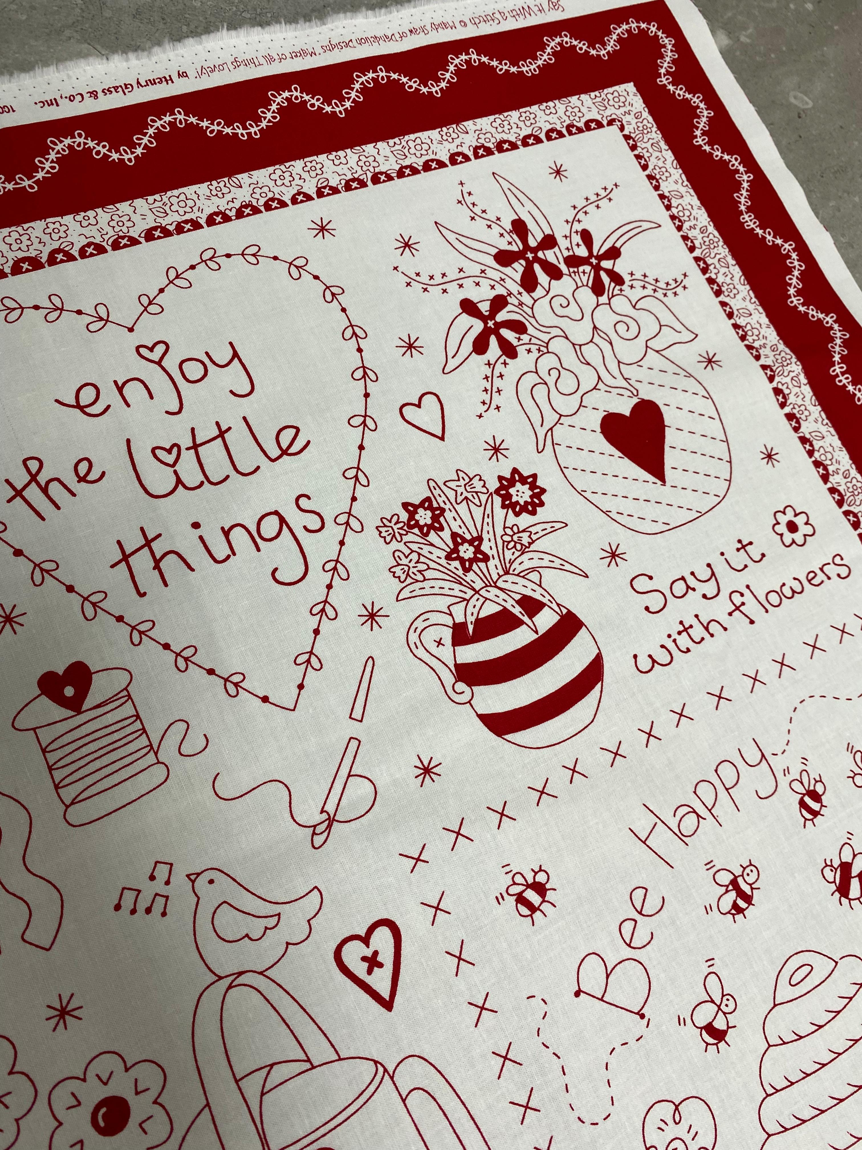 PANEL- Redwork panel-Say it With a Stich