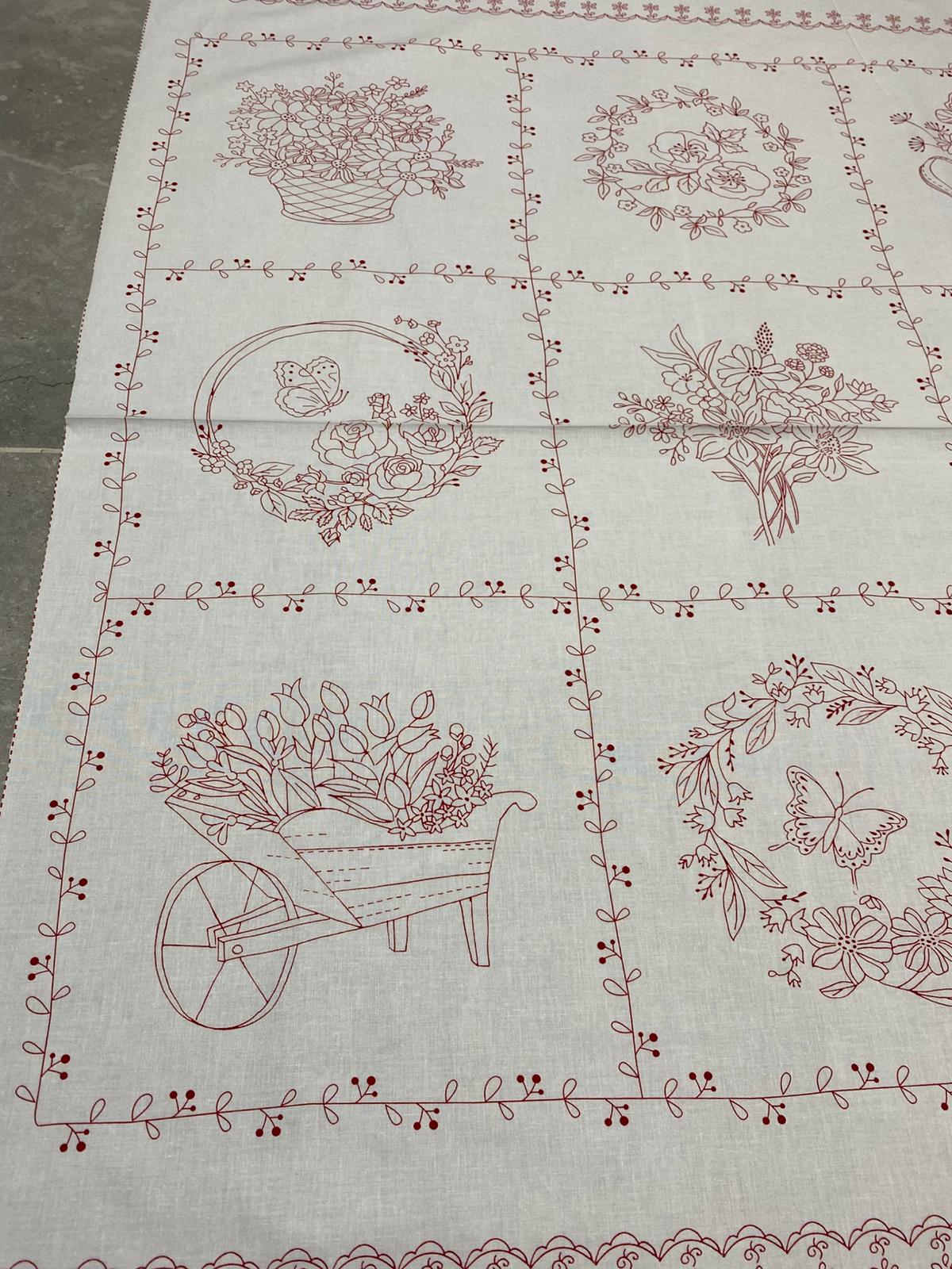 TT| REDWORK-CD3100 FLORAL PANEL 36"