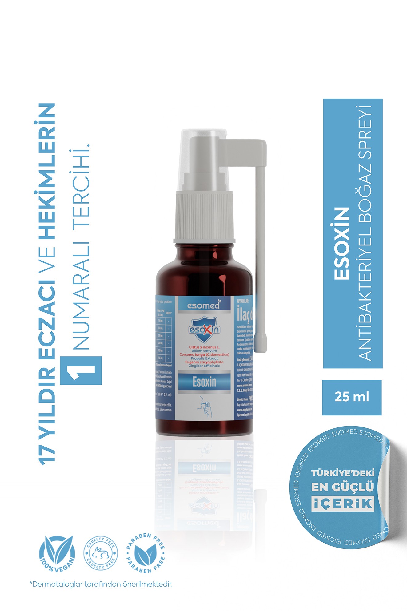 ESOMED Esoxin Boğaz Spreyi 25 ml – Cistus + Zerdeçal + Propolis İçerikli Bitkisel Koruma