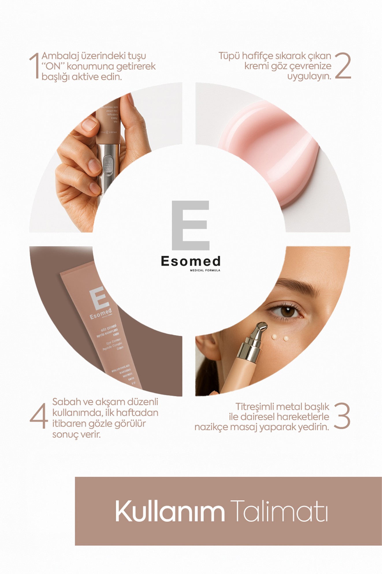 ESOMED Peptit Kompleksli Göz Çevresi Kremi 15 ml – Kırışıklık, Morluk ve Şişlik Karşıtı Masaj Başlıklı Yoğun Bakım