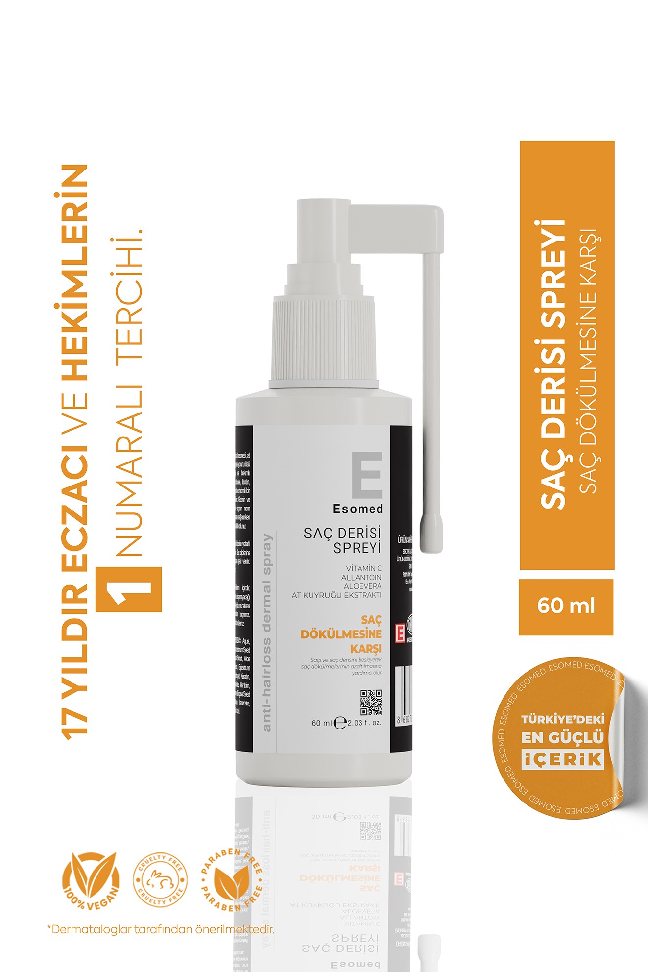 ESOMED Saç Dökülme Karşıtı Sprey – Biotin + Keratin + Bitkisel Ekstreli Besleyici ve Onarıcı Bakım
