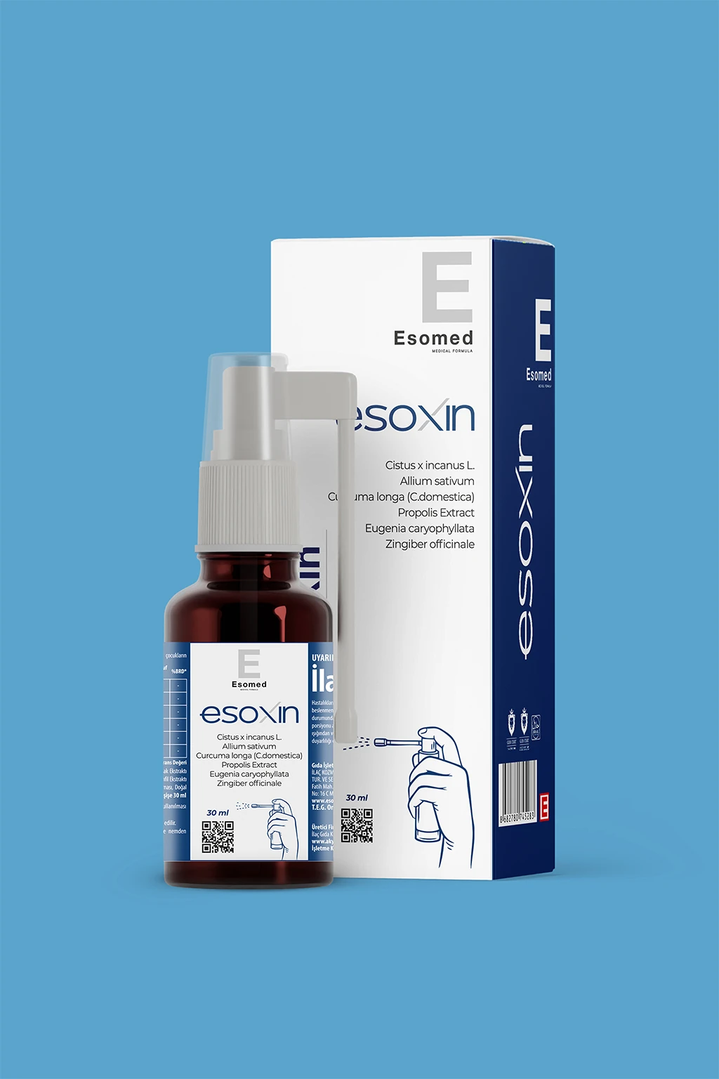 ESOMED Esoxin Boğaz Spreyi 25 ml – Cistus + Zerdeçal + Propolis İçerikli Bitkisel Koruma