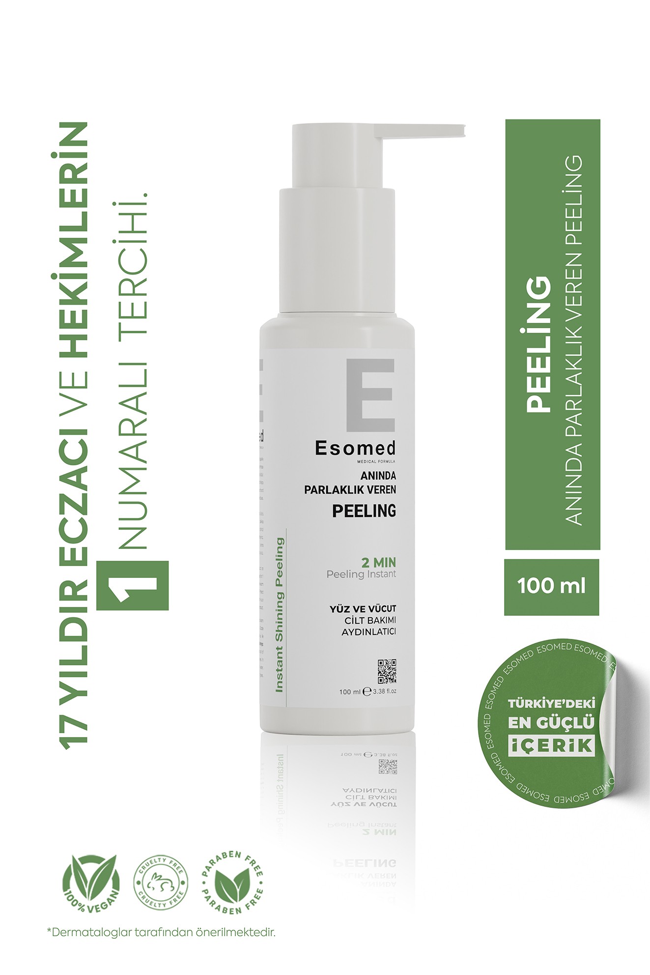 ESOMED Instant Shining Peeling 100 ml – Anında Parlaklık, Yumuşaklık ve Cilt Yenileyici Bakım