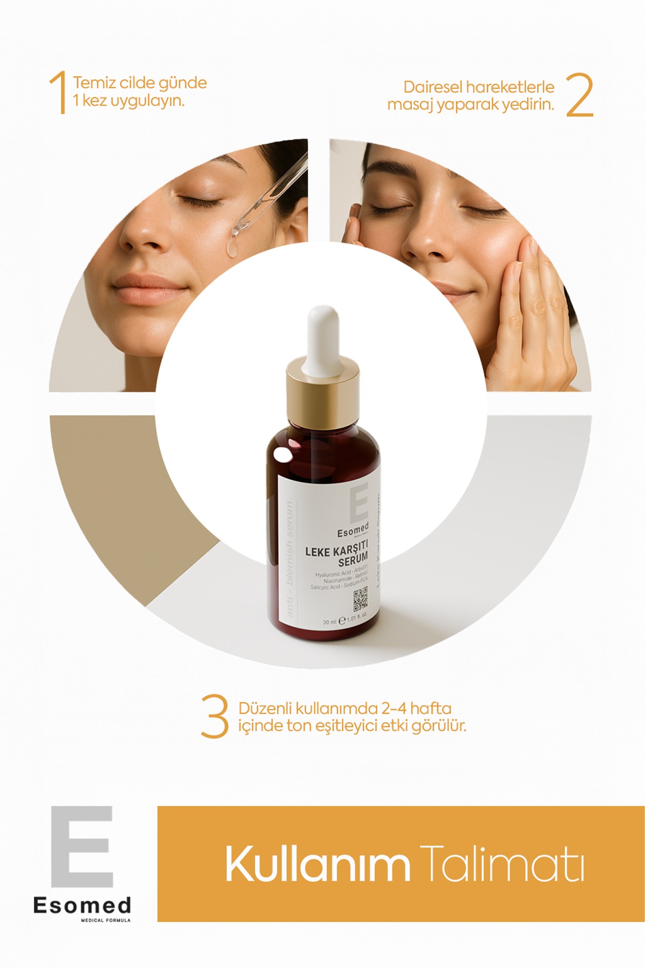 ESOMED Leke Karşıtı Cilt Serumu – Arbutin + Niacinamide + Hyaluronik Asitli Ton Eşitleyici ve Aydınlatıcı Serum